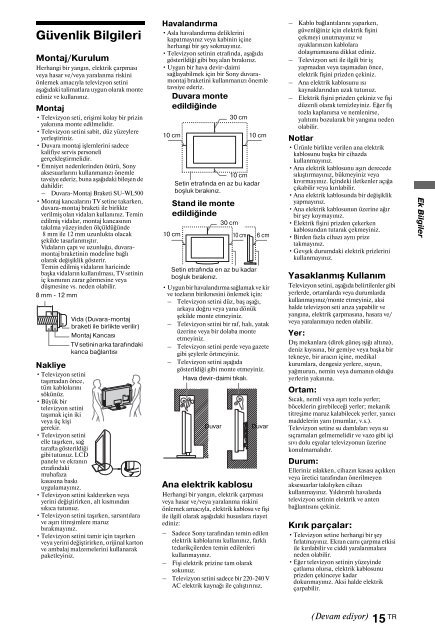 Sony KDL-60EX700 - KDL-60EX700 Consignes d&rsquo;utilisation Turc