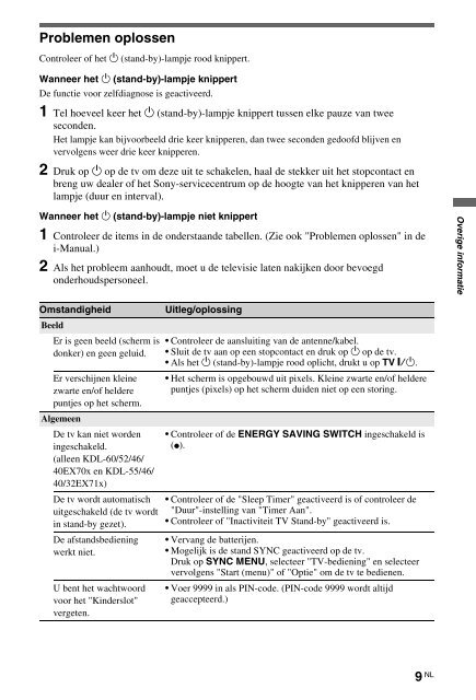 Sony KDL-60EX700 - KDL-60EX700 Mode d'emploi