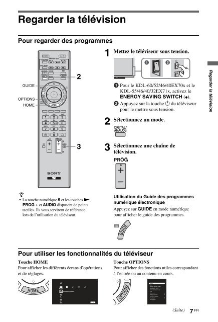 Sony KDL-60EX700 - KDL-60EX700 Mode d'emploi