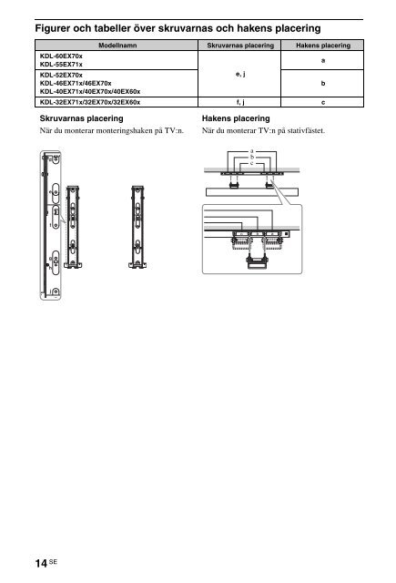 Sony KDL-60EX700 - KDL-60EX700 Consignes d&rsquo;utilisation Su&eacute;dois