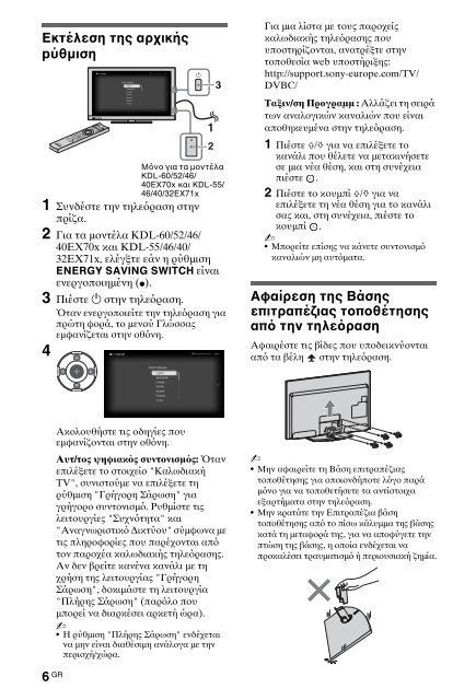 Sony KDL-60EX700 - KDL-60EX700 Mode d'emploi Grec