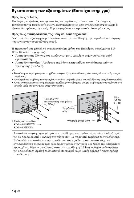 Sony KDL-60EX700 - KDL-60EX700 Mode d'emploi Grec