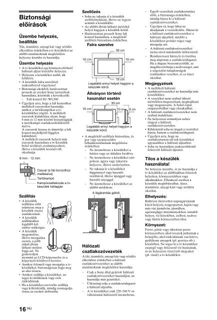 Sony KDL-60EX700 - KDL-60EX700 Consignes d&rsquo;utilisation Hongrois