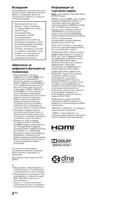 Sony KDL-60EX700 - KDL-60EX700 Consignes d&rsquo;utilisation Danois