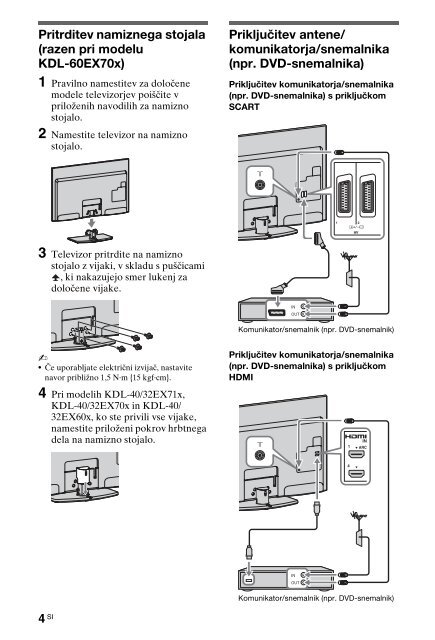 Sony KDL-60EX700 - KDL-60EX700 Consignes d&rsquo;utilisation Slov&eacute;nien