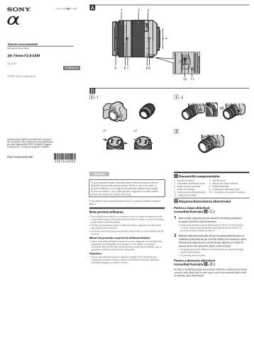 Sony SAL2875 - SAL2875 Consignes dâutilisation Roumain