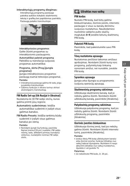 Sony KDL-40R455C - KDL-40R455C Mode d'emploi Lituanien