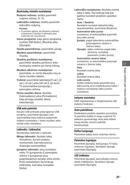 Sony KDL-40R455C - KDL-40R455C Mode d'emploi Lituanien