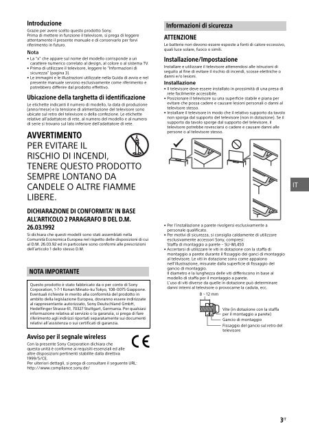 Sony KDL-40R455C - KDL-40R455C Mode d'emploi Italien