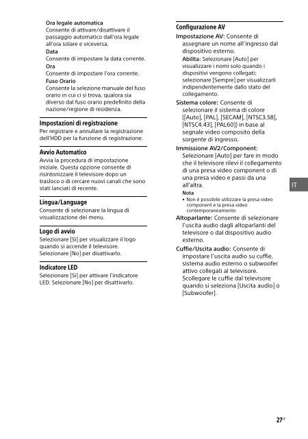 Sony KDL-40R455C - KDL-40R455C Mode d'emploi Italien