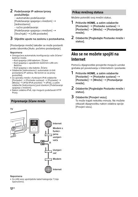 Sony KDL-40R455C - KDL-40R455C Mode d'emploi Croate