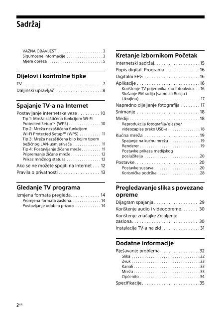 Sony KDL-40R455C - KDL-40R455C Mode d'emploi Croate