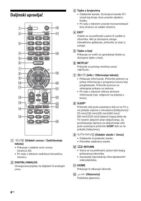 Sony KDL-40R455C - KDL-40R455C Mode d'emploi Croate