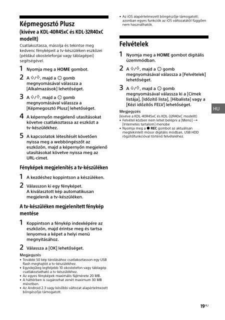 Sony KDL-40R455C - KDL-40R455C Mode d'emploi Grec