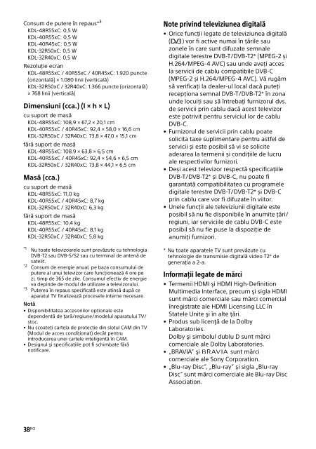 Sony KDL-40R455C - KDL-40R455C Mode d'emploi Grec