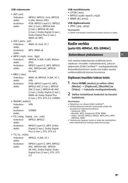 Sony KDL-40R455C - KDL-40R455C Mode d'emploi Norv&eacute;gien