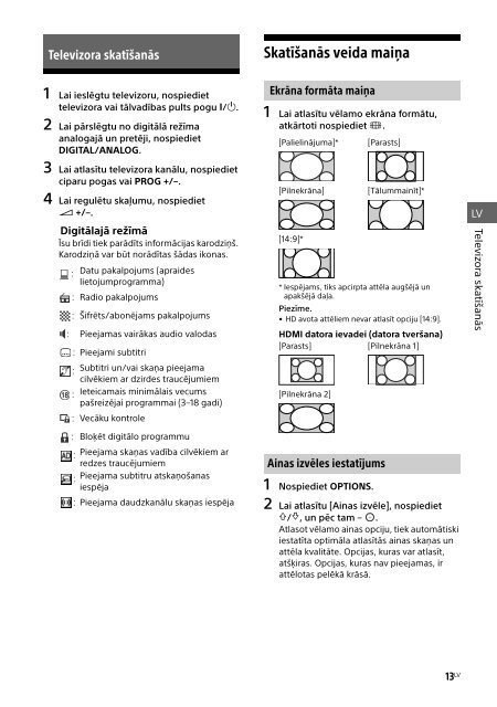 Sony KDL-40R455C - KDL-40R455C Mode d'emploi Letton