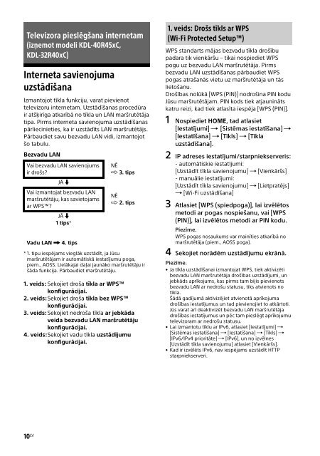 Sony KDL-40R455C - KDL-40R455C Mode d'emploi Letton