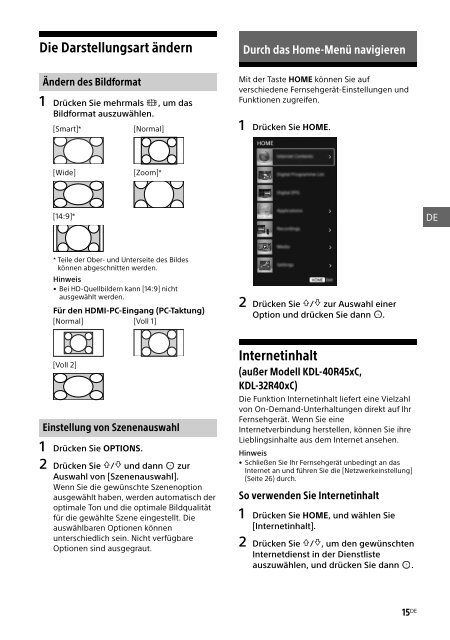 Sony KDL-40R455C - KDL-40R455C Mode d'emploi