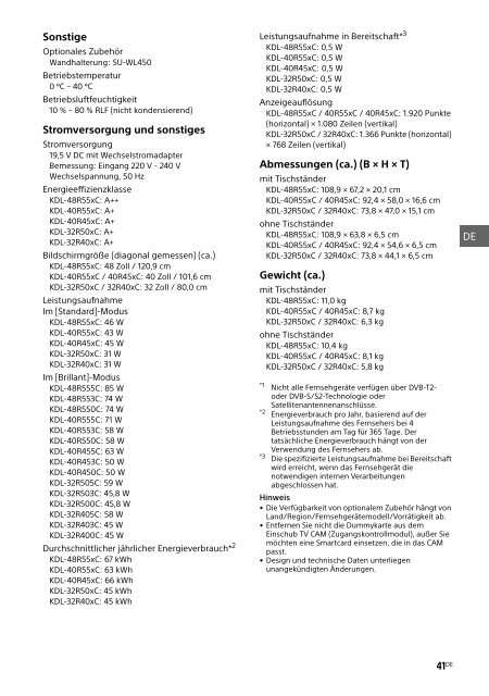 Sony KDL-40R455C - KDL-40R455C Mode d'emploi