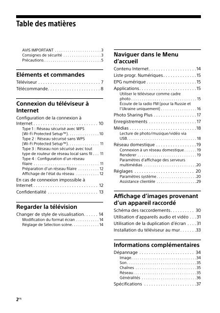 Sony KDL-40R455C - KDL-40R455C Mode d'emploi