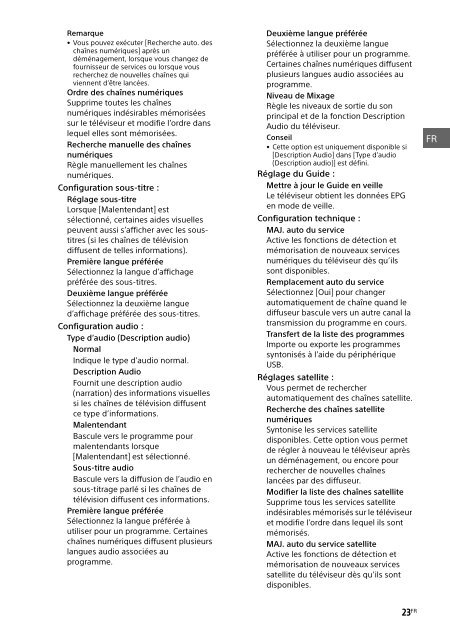 Sony KDL-40R455C - KDL-40R455C Mode d'emploi