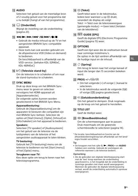 Sony KDL-40R455C - KDL-40R455C Mode d'emploi