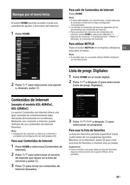 Sony KDL-40R455C - KDL-40R455C Mode d'emploi Fran&ccedil;ais