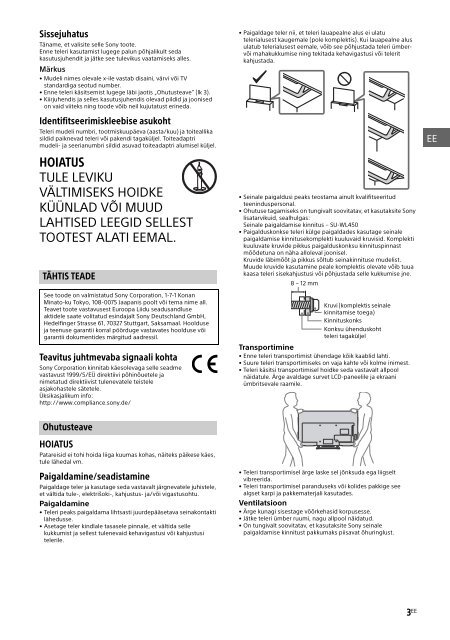 Sony KDL-40R455C - KDL-40R455C Mode d'emploi Estonien