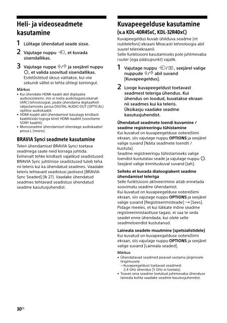 Sony KDL-40R455C - KDL-40R455C Mode d'emploi Estonien