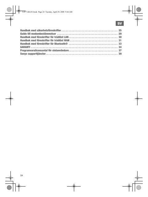 Sony VGN-SR11MR - VGN-SR11MR Documents de garantie Finlandais