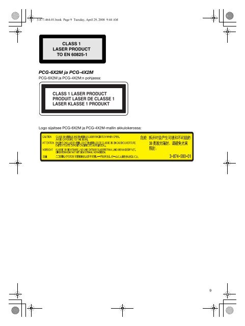 Sony VGN-SR11MR - VGN-SR11MR Documents de garantie Finlandais