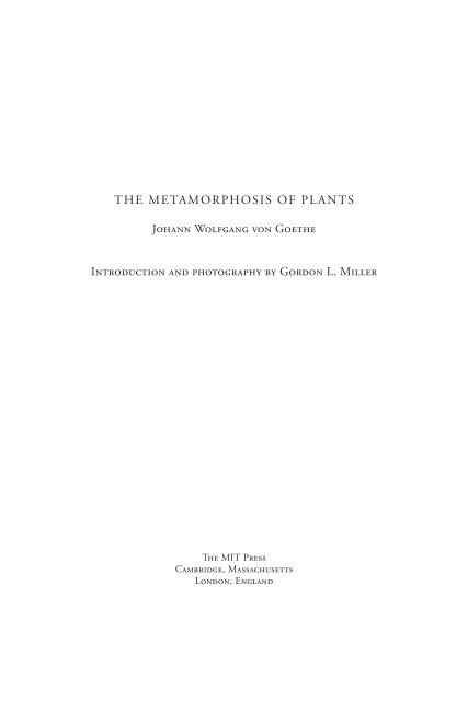 Libro - GOETHE - The Metamorphosis of Plants