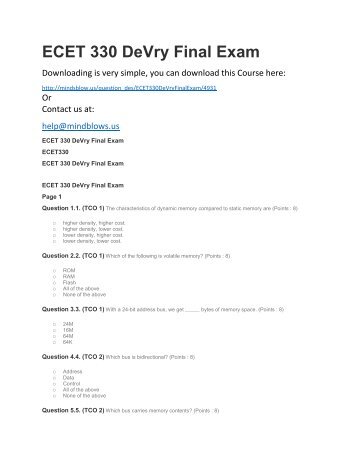 ECET 330 DeVry Final Exam