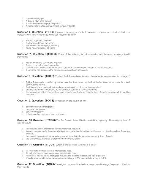 FIN 364 DeVry Week 7 Homework