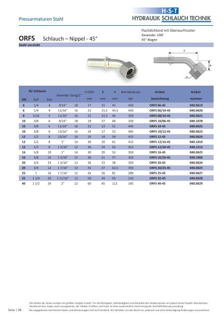 KATALOG Hydraulikschläuche, Armaturen und Zubehör