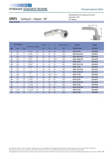 KATALOG Hydraulikschläuche, Armaturen und Zubehör