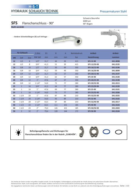 KATALOG Hydraulikschläuche, Armaturen und Zubehör