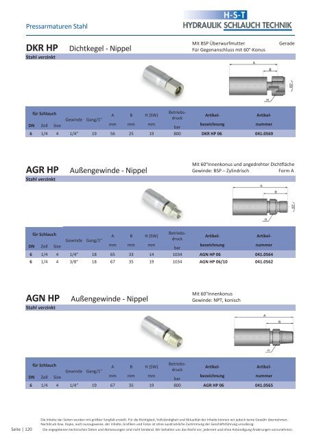 KATALOG Hydraulikschläuche, Armaturen und Zubehör