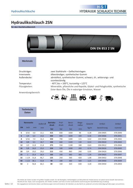 KATALOG Hydraulikschläuche, Armaturen und Zubehör