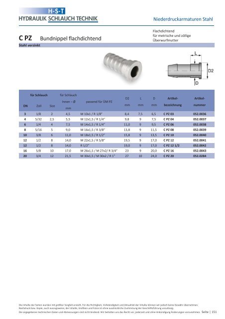 KATALOG Hydraulikschläuche, Armaturen und Zubehör