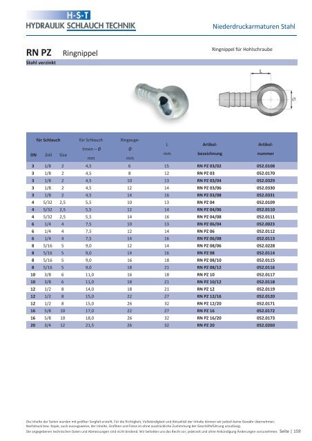 KATALOG Hydraulikschläuche, Armaturen und Zubehör