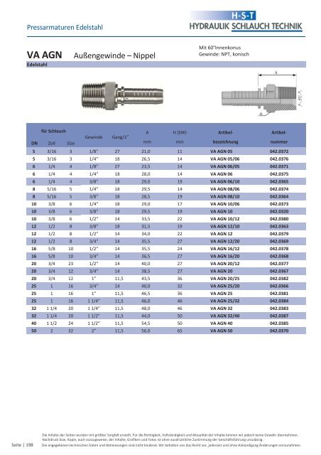 KATALOG Hydraulikschläuche, Armaturen und Zubehör