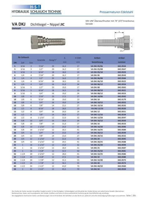 KATALOG Hydraulikschläuche, Armaturen und Zubehör