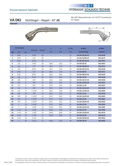 KATALOG Hydraulikschläuche, Armaturen und Zubehör