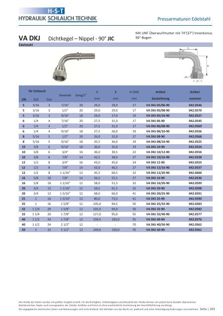 KATALOG Hydraulikschläuche, Armaturen und Zubehör