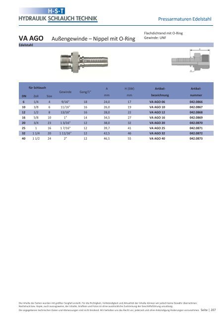 KATALOG Hydraulikschläuche, Armaturen und Zubehör