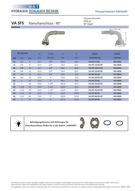 KATALOG Hydraulikschläuche, Armaturen und Zubehör