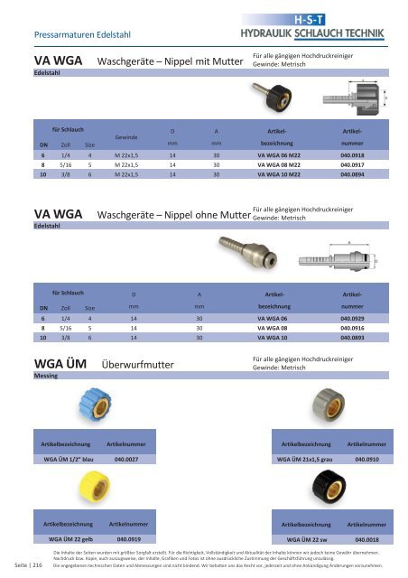 KATALOG Hydraulikschläuche, Armaturen und Zubehör