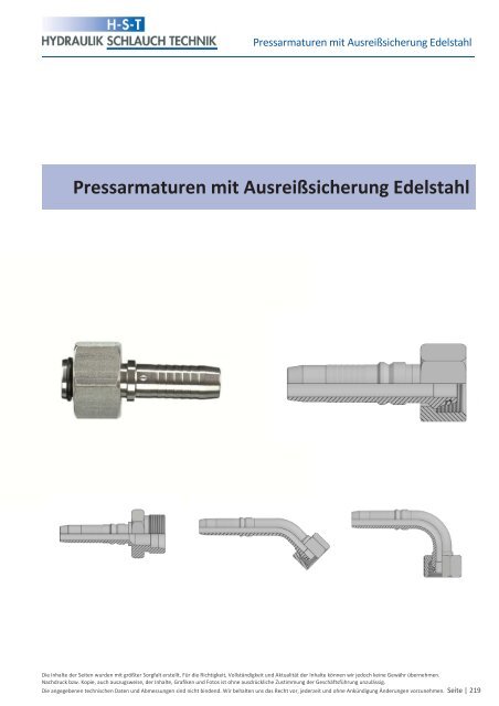 KATALOG Hydraulikschläuche, Armaturen und Zubehör